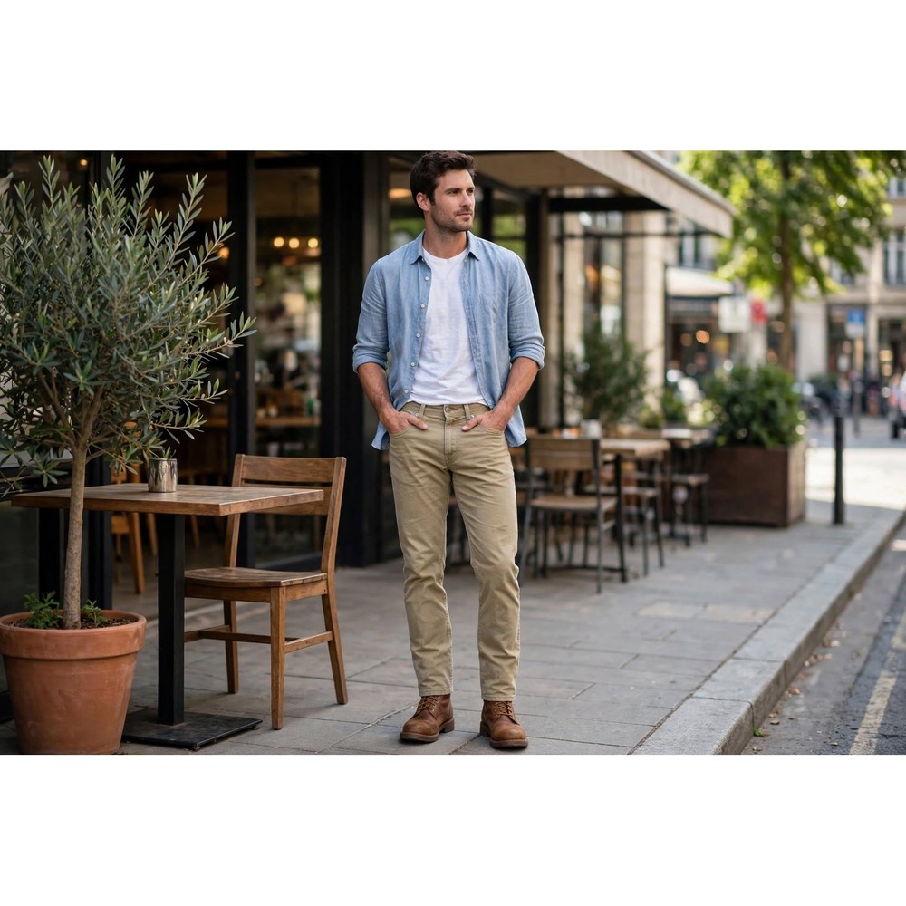 Flint and Tinder Mens 33x36 Straight Fit Jeans Khaki Workwear Casual Pants